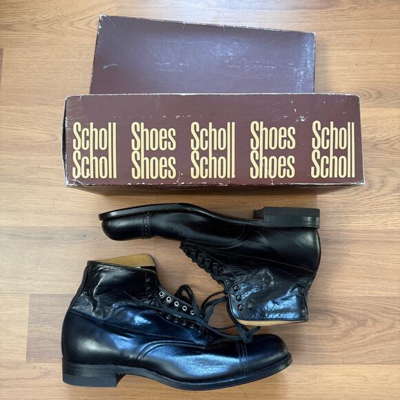 Deadstock w/Box Vintage 1940\'s Dr. Scholls Black Leather Lace-Up Ankle Boots 9.5 main image 9